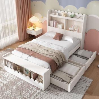Letto singolo 90x190 cm per bambini con spazio di archiviazione – senza materasso