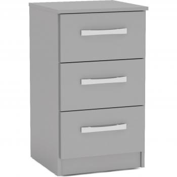 Lynx 3 Drawer Grey Bedside Table