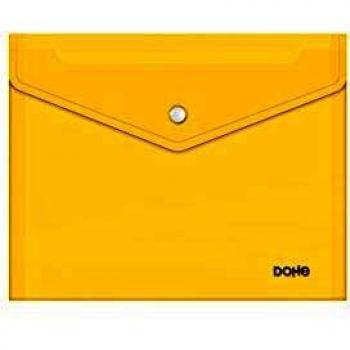 Dohe Sobre con Cierre de Broche - Tamaño A5 - Polipropileno Cristal Transparente 150 Micras - Color Amarillo