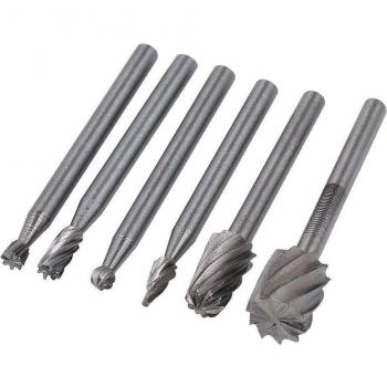 6PCS HSS Rotary Multi Tool Burr Router Bit Mill Attachment for Dremel