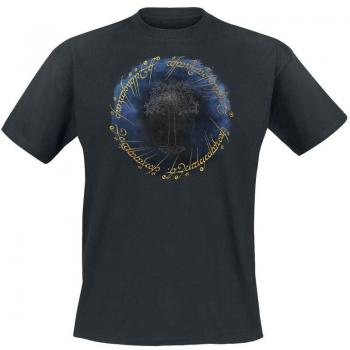 Der Herr der Ringe: Ring & Baum von Gondor – Goldprint Herren‑T-Shirt, Schwarz, M–5XL