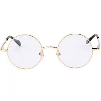 Agstum Round Retro Metal Optical Grade Glasses Frame Clear Lens Eyeglasses with Spring Hinge