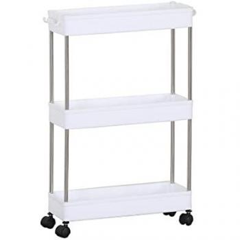 MOBILI REBECCA Carrello da cucina con ruote Portavivande 3 Ripiani Plastica Bianco Salvaspazio