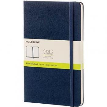Carnet Moleskine Classique Grand Format 130 x 210 mm 120 feuilles - 240 pages papier ivoire uni couverture bleu saphir