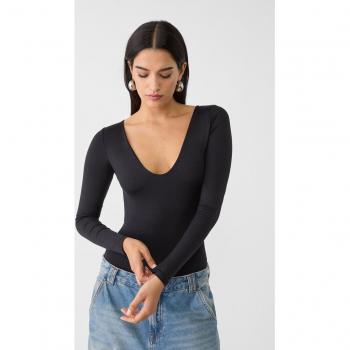 Poliammide Body Stradivarius nero XS con scollo a V
