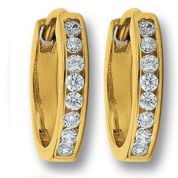 Damen Creolen mit Zirkonia in 333 Gelbgold