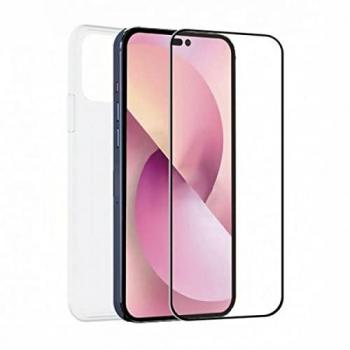 Funda Muvit para iPhone 14 Pro + Protector de Pantalla de Vidrio Templado Plano Marco Negro