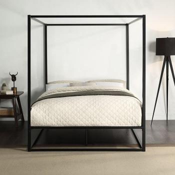 SLUMBERWORX Ashwell Modern 4 Poster Metal Bed Frame - Black / King