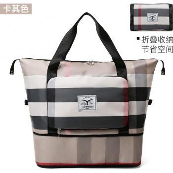 Foldable High Capacity Waterproof Oxford Stripes Travel Duffle Bag - Wet and Dry Dual Function Sports Bag