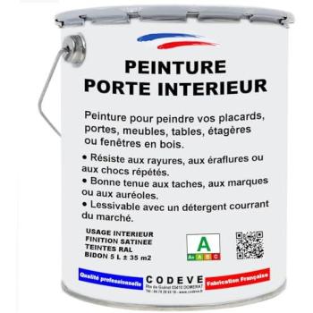 Peinture porte intérieure Codevé Bois RAL 7037 Gris poussière 5 L – Pin, sapin, frêne ou chêne