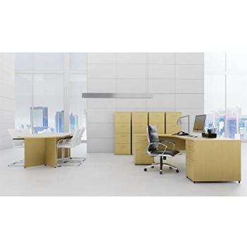 Impulse 1600mm Left Crescent Desk Oak White Cantilever + Desk High Ped