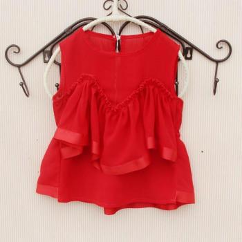 Korean Summer Red Chiffon Shirt for Kids