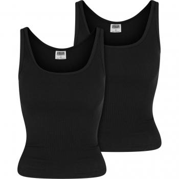 Urban Classics Ladies Organic Basic Rib Top 2-Pack Top schwarz in XL