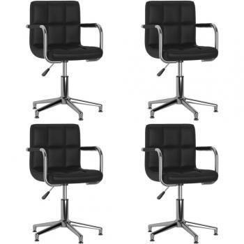Chaises à Manger Pivotantes Similicuir Noir - Lot de 4