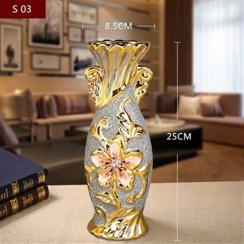 Jarrón de porcelana chapado en oro - Florero vintage avanzado para habitación, estudio, pasillo, y boda decoración del hogar, Europa