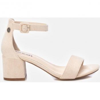 Sandalias de Tacón REFRESH Beige con Cierre de Hebilla