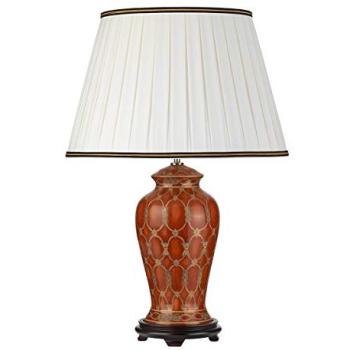 Terracotta‑Tinted Ivory Table Lamp, Black & Gold Trim, LED E27 60W
