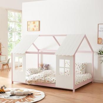 Cameretta Tostedt Casetta Semiaperta 140x200 Rosa/Blù
