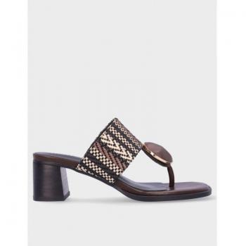 Noa Harmon - Sandalias de tacón de mujer con rafia multicolor y adorno
