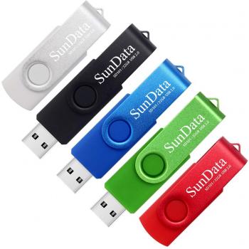 SunData 5er Set 32GB USB-Sticks USB 2.0 Speichersticks mit Drehmechanismus