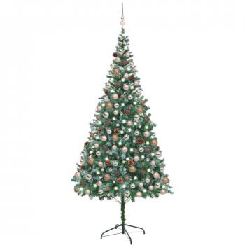 VidaXL Künstlicher Weihnachtsbaum mit integrierter Beleuchtung, Kugeln und Zapfen, 210 cm