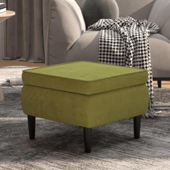 Tabouret de salon vert clair en velours, pieds en bois