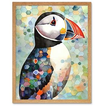 Pastel Puffin Avian Artwork – 12×16 Wall Decor