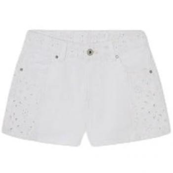 Shorts Pepe Jeans A-Line Anglaise Fit Denim Bianco 10 Anni