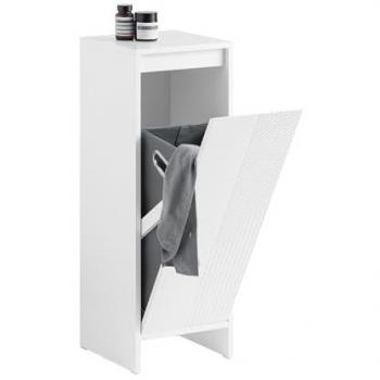 Mobiletto Biancheria Bianco con Cesto per Bagno 30x30x87cm