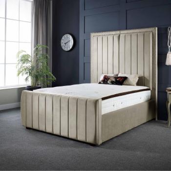 Ds Living - Milly Panel Grey Upholstered Soft Touch Bed Frame Super King