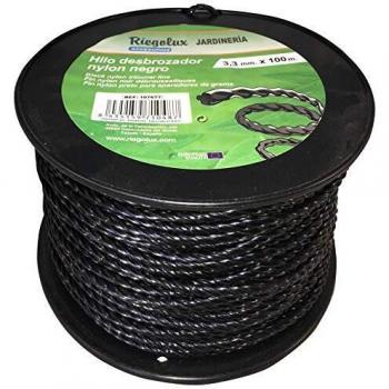 Riegolux Nylon Elicoidale per DeCespugliatori 3,3 mm x 100 m – Nero