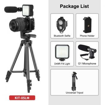 Kit de Vlog Jumpflash con Trípode, Luz LED y Micrófono Inalámbrico