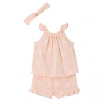 VERTBAUDET Tenue estivale débardeur + short + bandeau pour bébé fille