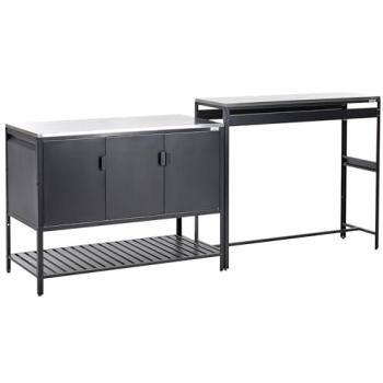 MAENZA Outdoor Kitchen Set – 2‑Piece Black Metal Bar Table