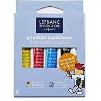 Lot de 5 tubes de gouache couleurs primaires Lefranc Bourgeois