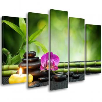 Arte in Tessuto Orchid Bamboo Stones 5 pezzi 100x70 verde
