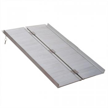 HOMCOM 4ft Folding Aluminum Wheelchair Ramp Scooter Portable Mobility Assist Suitcase Access Aid, 270kg Capacity, Silver