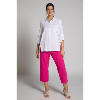 Plus Size Long Back Button Front Lyocell Blend Tunic Blouse, Women, White, Size 28/30, Synthetic Fibers/Polyester