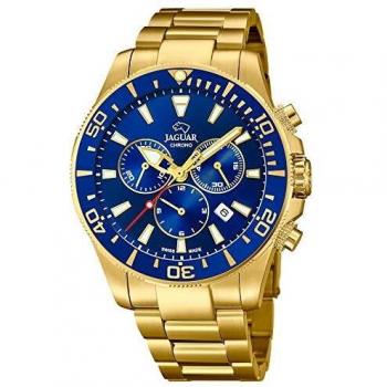 JAGUAR Executive Collection Watch with Blue Case and Plated Steel Strap for Men