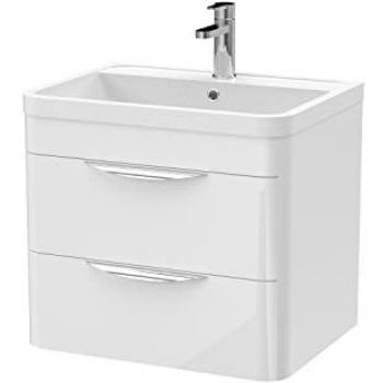 Balterley Wave 600mm Wall Hung 2 Drawer Vanity and Basin - Gloss White