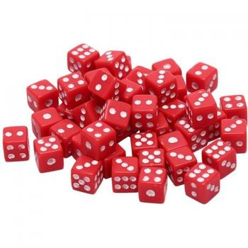 100pcs 8mm Acrylic Six-Sided Dice - White/Red/Black
