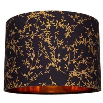 Happy Homewares Modern Soft Cotton Fabric 10 Lamp Shade with Shiny Foil Floral Decoration
