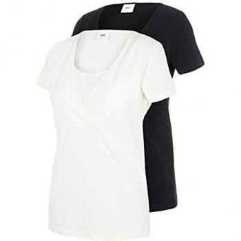 Mamalicious Damen Mllea Organic Tess S/S Top Nf – Zweiteiliges Schwangerschafts-T-Shirt, Schwarz, EU L