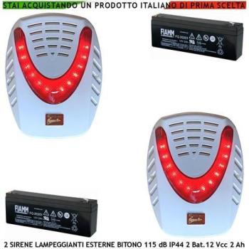 Sirenetta Alarme Esterna LED 115dB 2 Pezzi