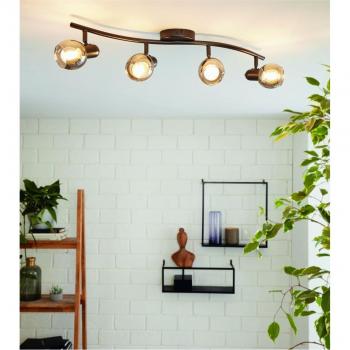 EGLO Lampada da Soffitto su Barra Binario Faretti E14 4 Luci Lampadario Pollica