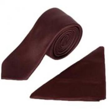 Burgundy Men's Tie and Pocket Square Set
