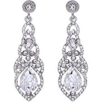 Teardrop White Zircon Wedding Earrings