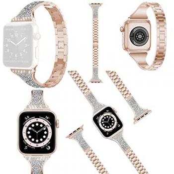 Wigento Eleganz‑Armband für Apple Watch Series 42 mm – Diamant Design