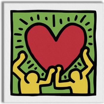 Arte su Canvas Haring - Love Power - Su Telaio Legno 130x130