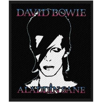 Patch tissé unisexe Aladdin Sane David Bowie – Noir/Blanc